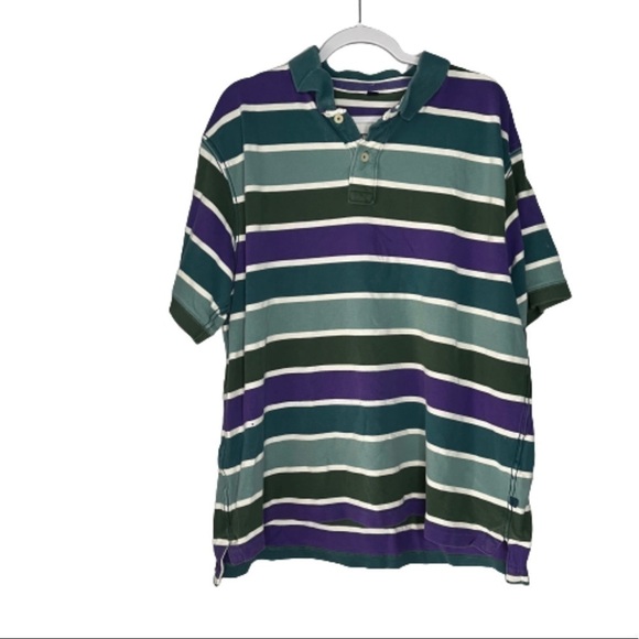 Boden  Striped Polo Shirt Men's XXL Green Purple ML 176. - Picture 1 of 6